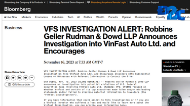Hãng xe VinFast Auto bị cảnh báo điều tra vì nghi ngờ “vi phạm luật chứng khoán Hoa Kỳ”